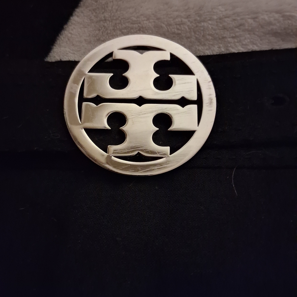 Tory Burch Silver Emblem Belt And Skirt Set.